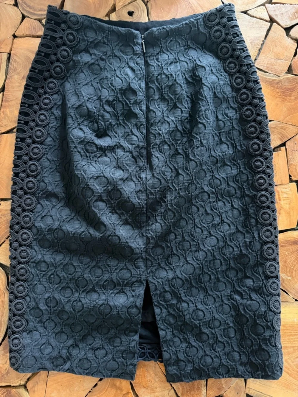 Rebecca Taylor Black Cotton Crochet Lace Pencil Skirt